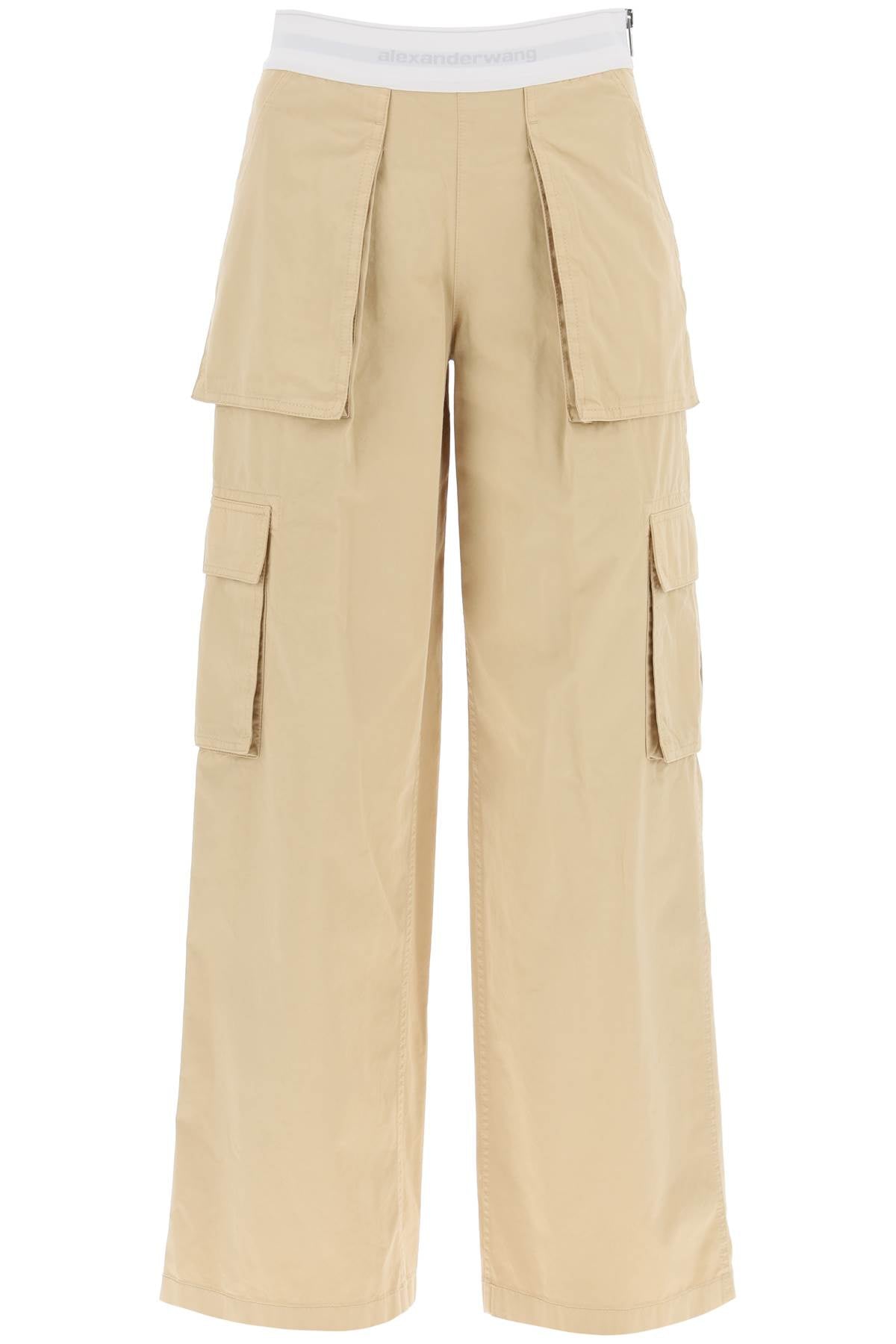 Rave Cargo Pants With Elastic Waistband  - Beige