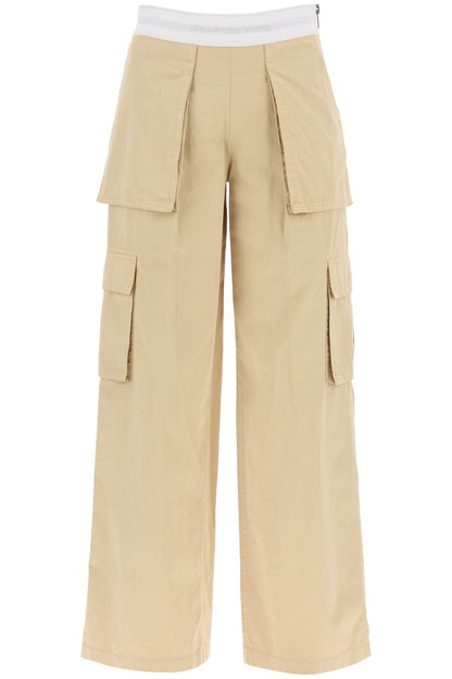 Rave Cargo Pants With Elastic Waistband  - Beige