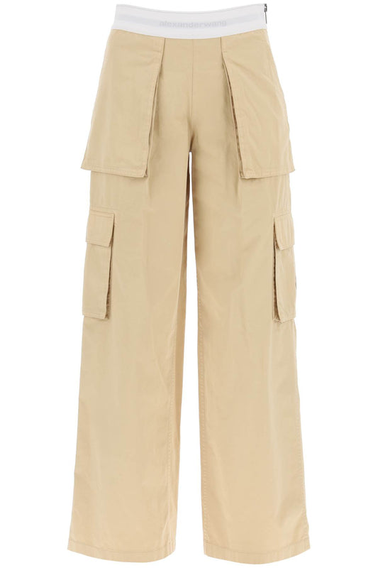 Rave Cargo Pants With Elastic Waistband  - Beige