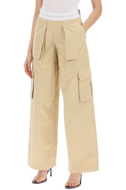 Rave Cargo Pants With Elastic Waistband  - Beige