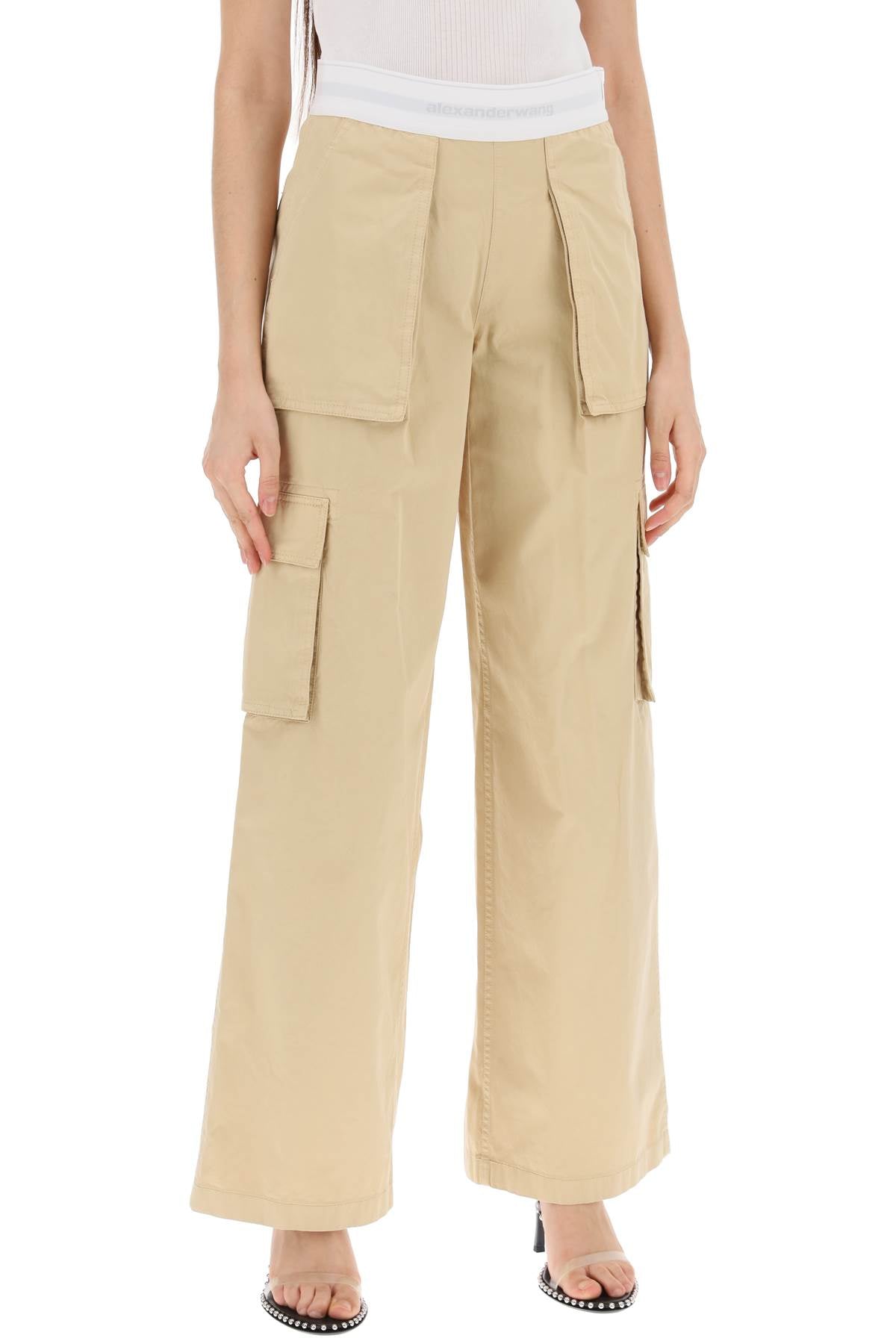 Rave Cargo Pants With Elastic Waistband  - Beige