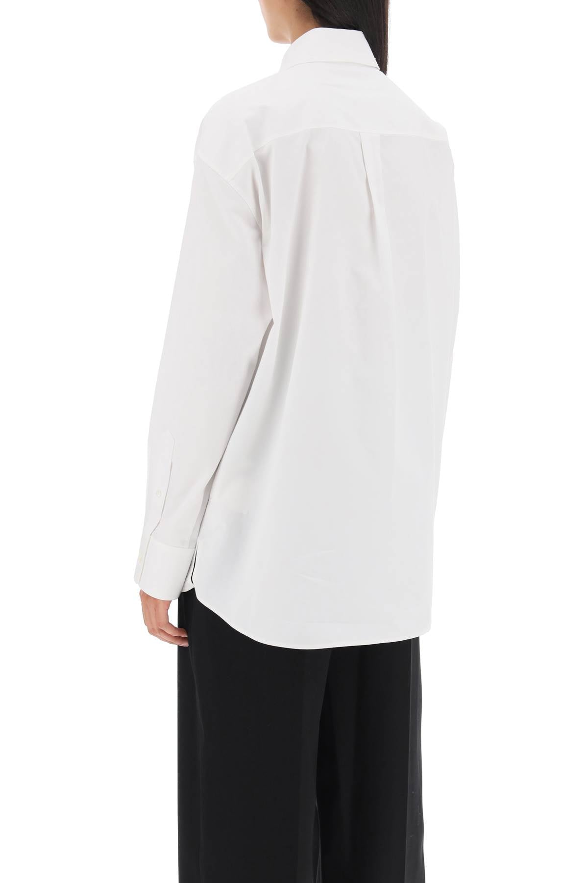 Poplin Shirt With Rhinestones  - Bianco