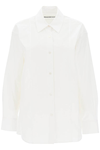 Poplin Shirt With Rhinestones  - Bianco