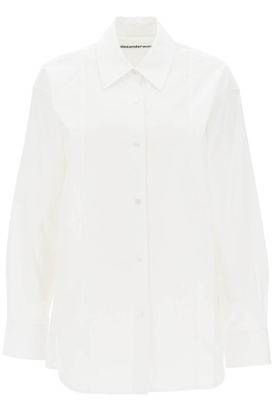 Poplin Shirt With Rhinestones  - Bianco