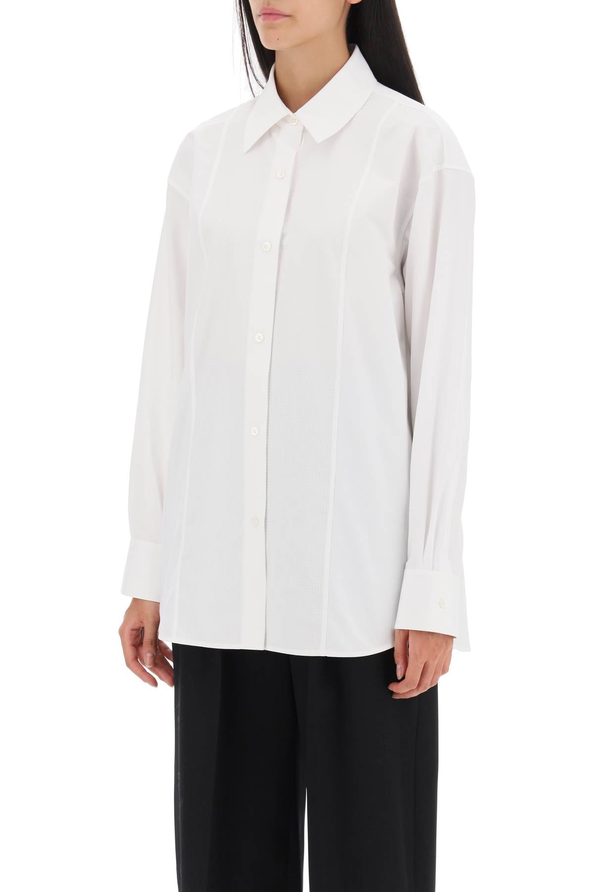 Poplin Shirt With Rhinestones  - Bianco