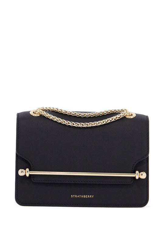 Black East/west Mini Calfskin Bag With Gold Chain  - Black