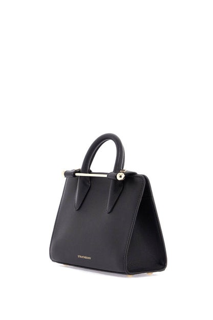 Mini Tote In Black Calfskin With Removable Shoulder Strap  - Black