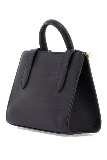 Mini Tote In Black Calfskin With Removable Shoulder Strap  - Black