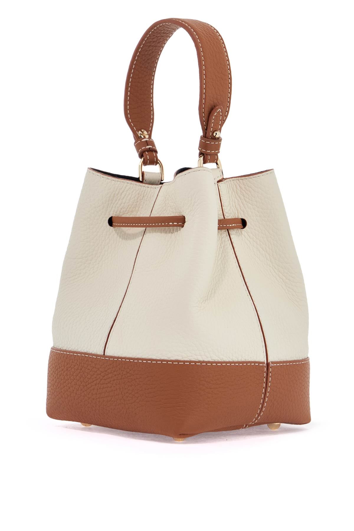 Beige Calfskin Bag With Short Handle And Shoulder Strap  - Beige