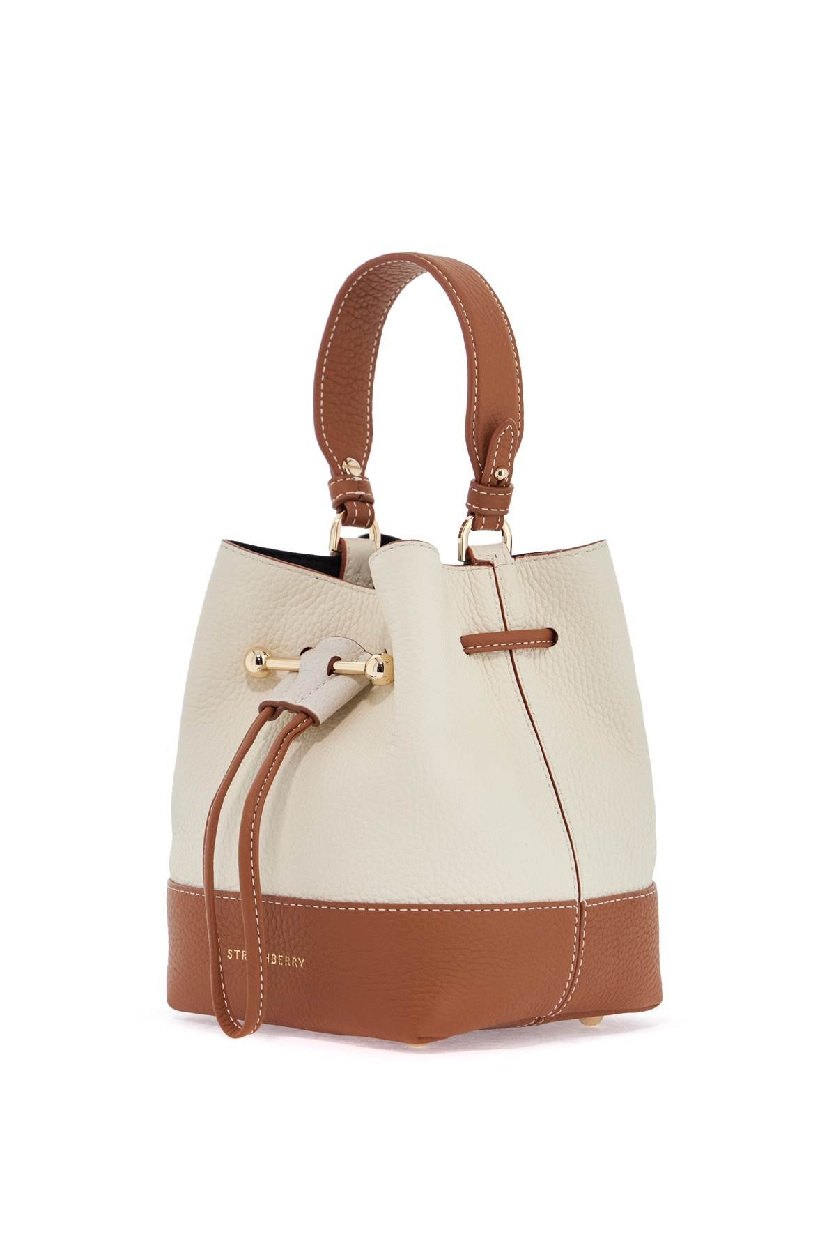 Beige Calfskin Bag With Short Handle And Shoulder Strap  - Beige