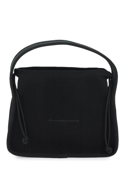 Small Rib-knit Ryan Handbag  - Black