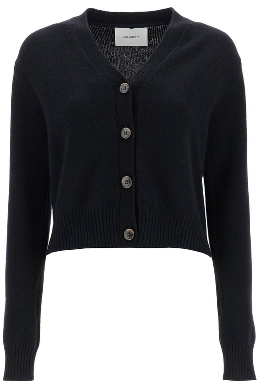 "cropped Cashmere Cardigan '  - Black