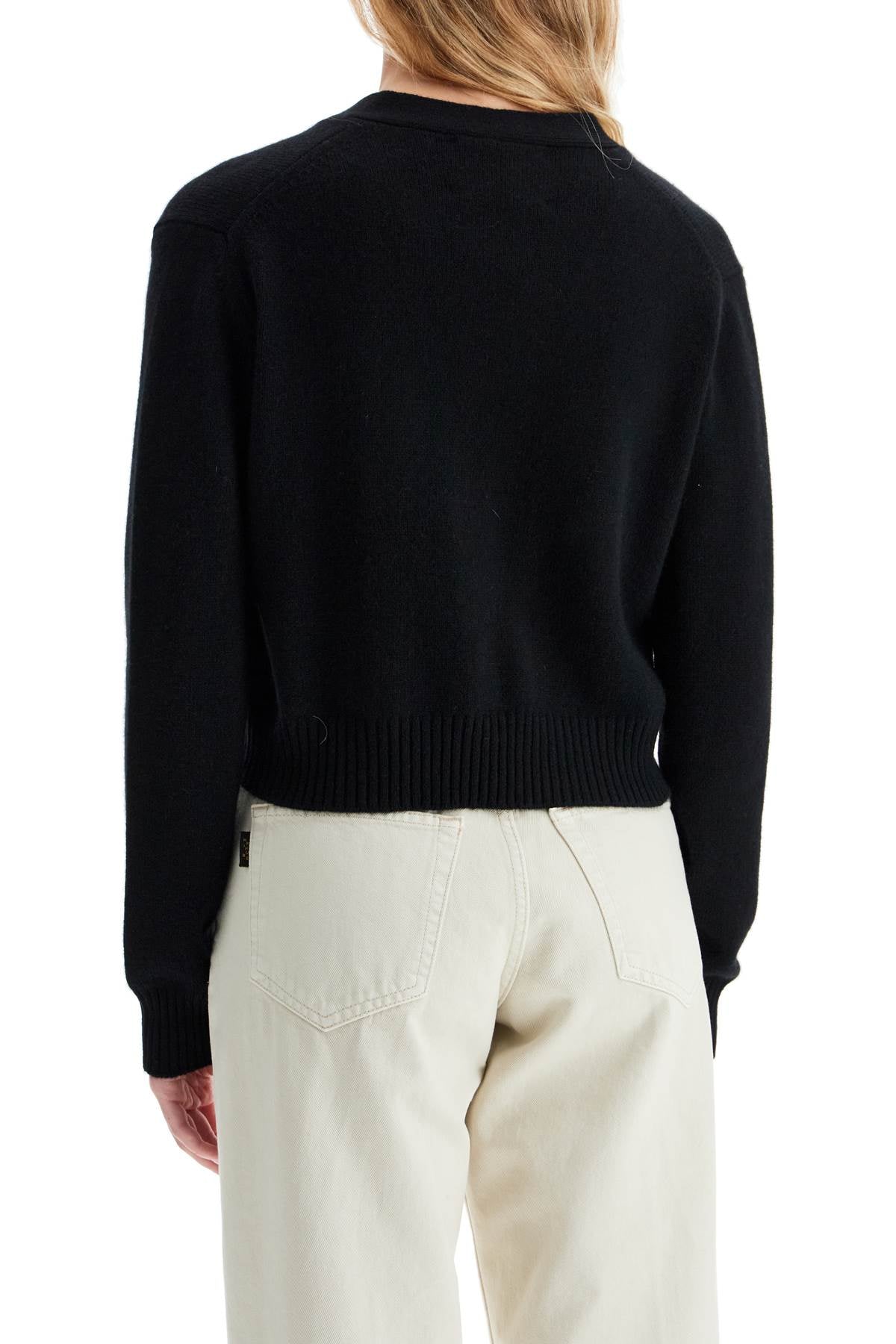 "cropped Cashmere Cardigan '  - Black