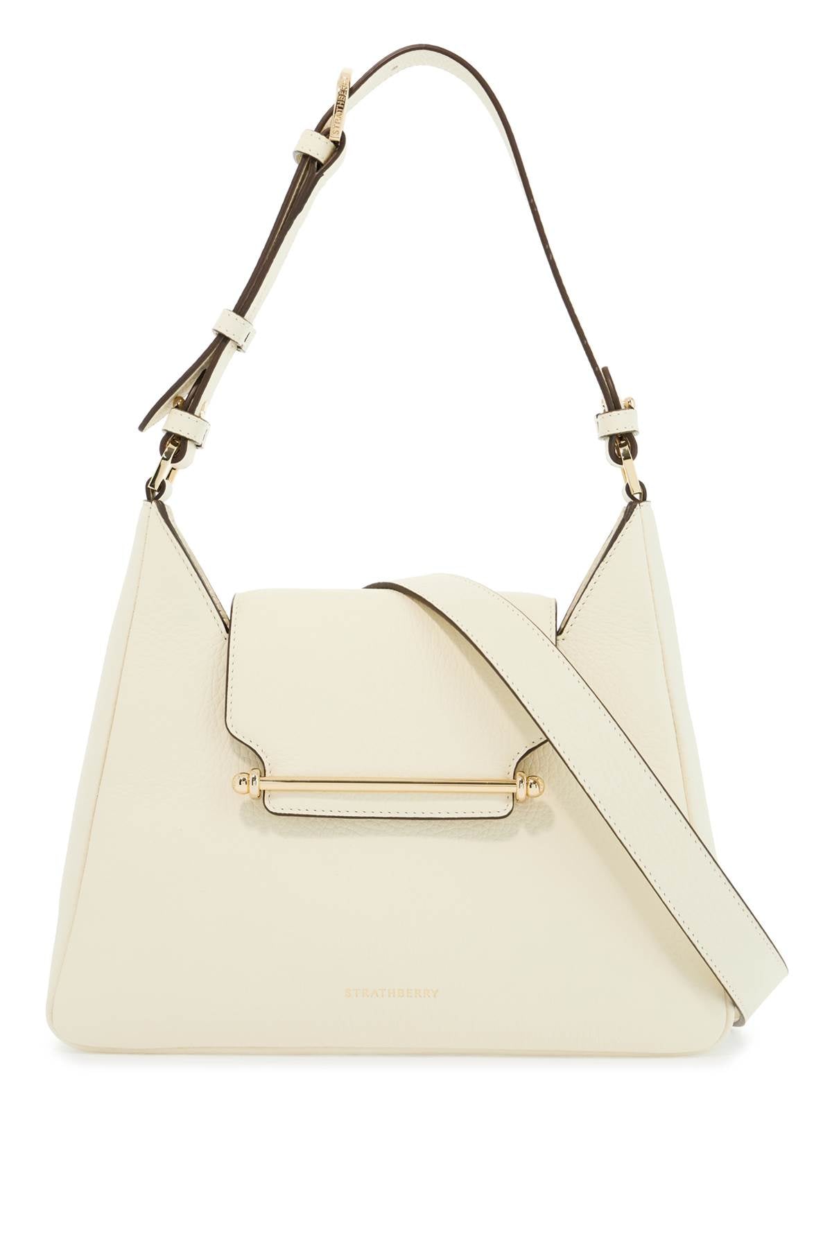 Structured Vanilla Calfskin Crossbody Bag With Clean Lines  - Beige