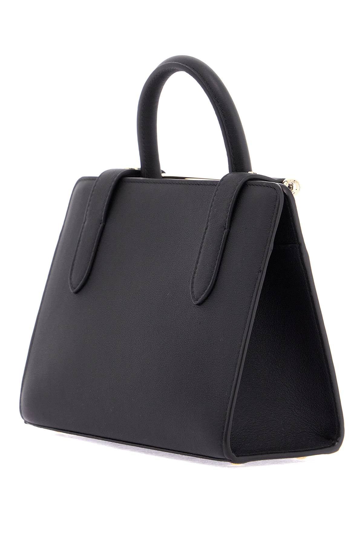 Mini Tote Structured In Black Leather With Gold Details  - Black