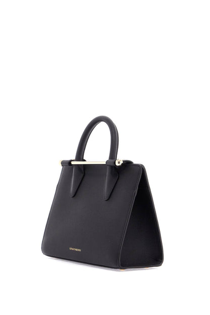 Mini Tote Structured In Black Leather With Gold Details  - Black