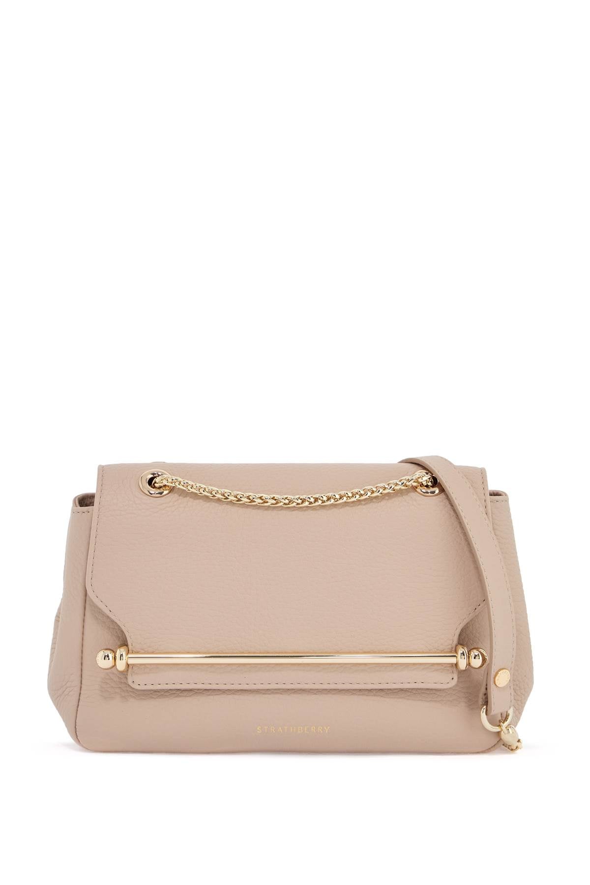 Mini Horizontal Bag In Calf Leather In Oat Color With Gold Metal Detail  - Neutro