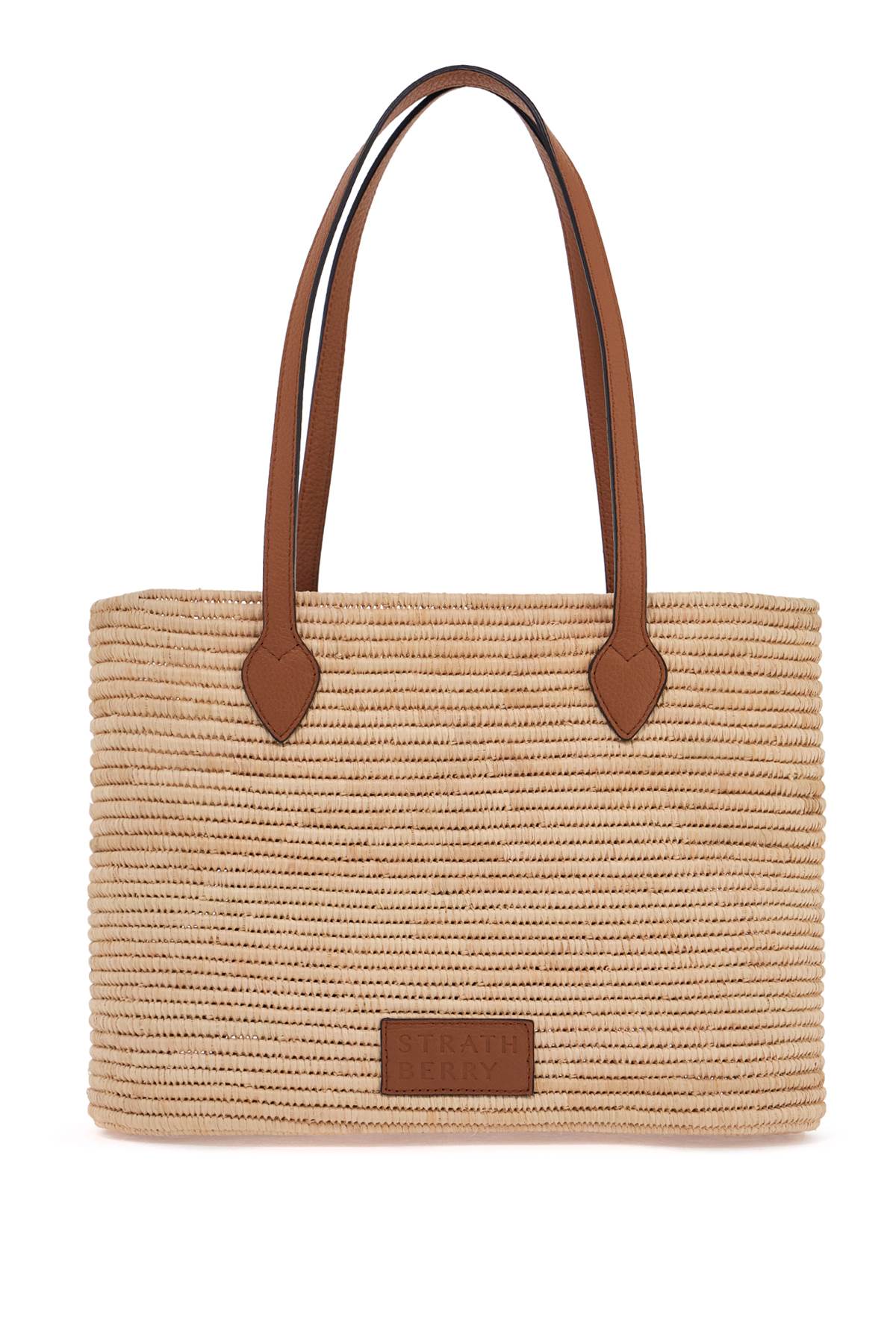 Medium Basket Bag In Natural Raffia With Leather Details And Metal Closure  - Neutro