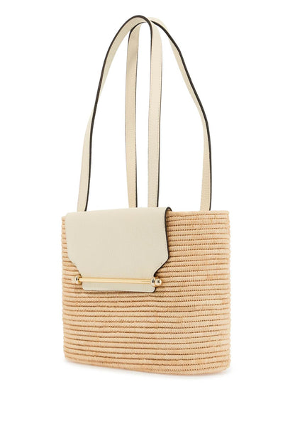 Large Vanilla Raffia Basket Bag With Leather Finishes  - Beige