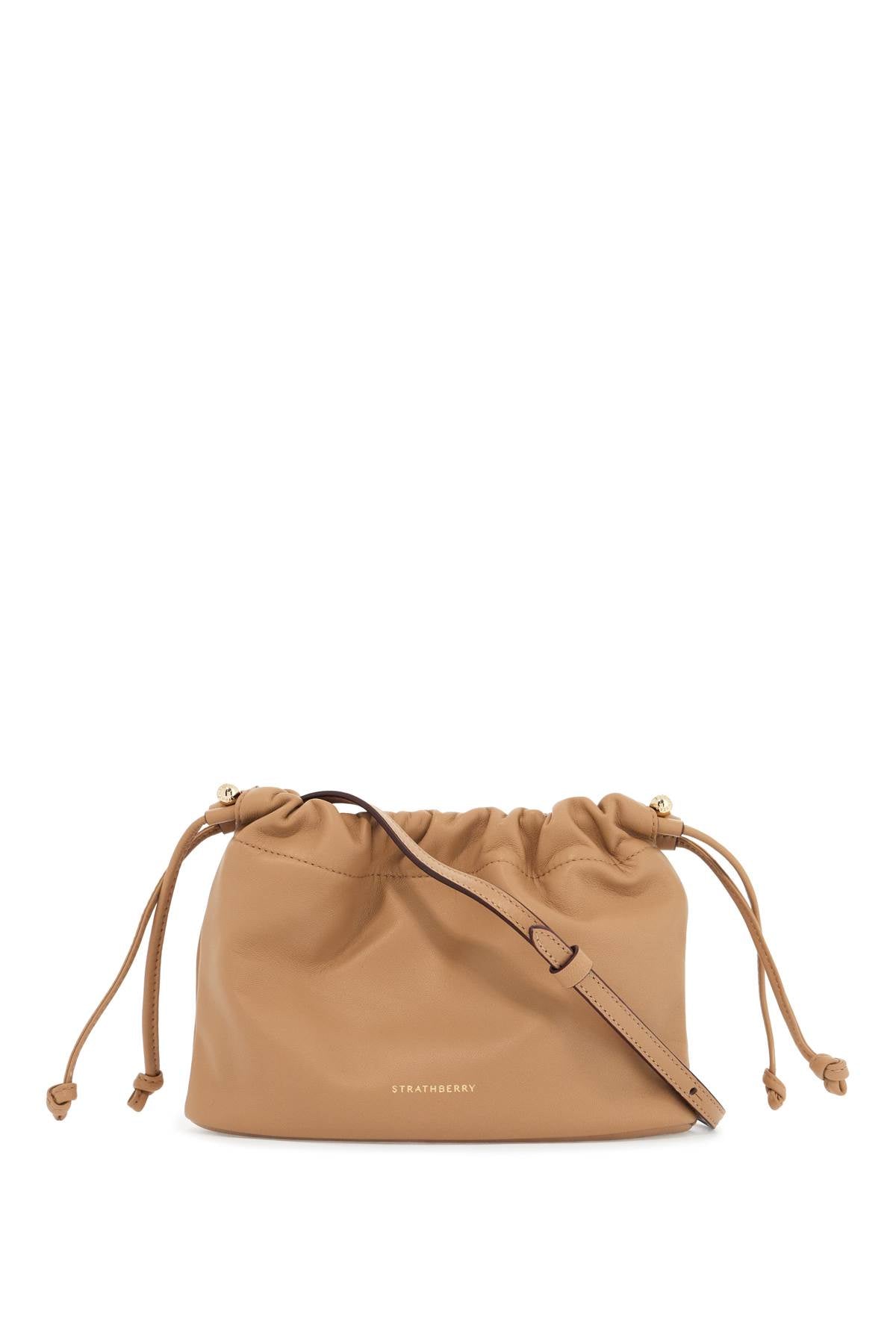 Charlotte Bucket Bag In Caramel Nappa With Drawstring And Shoulder Strap  - Beige