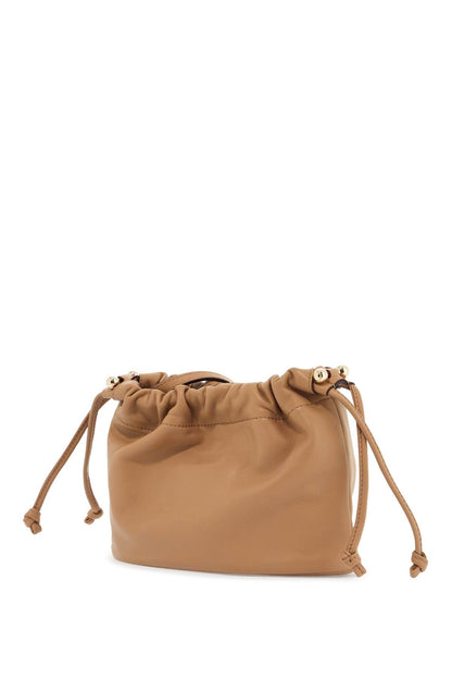 Charlotte Bucket Bag In Caramel Nappa With Drawstring And Shoulder Strap  - Beige