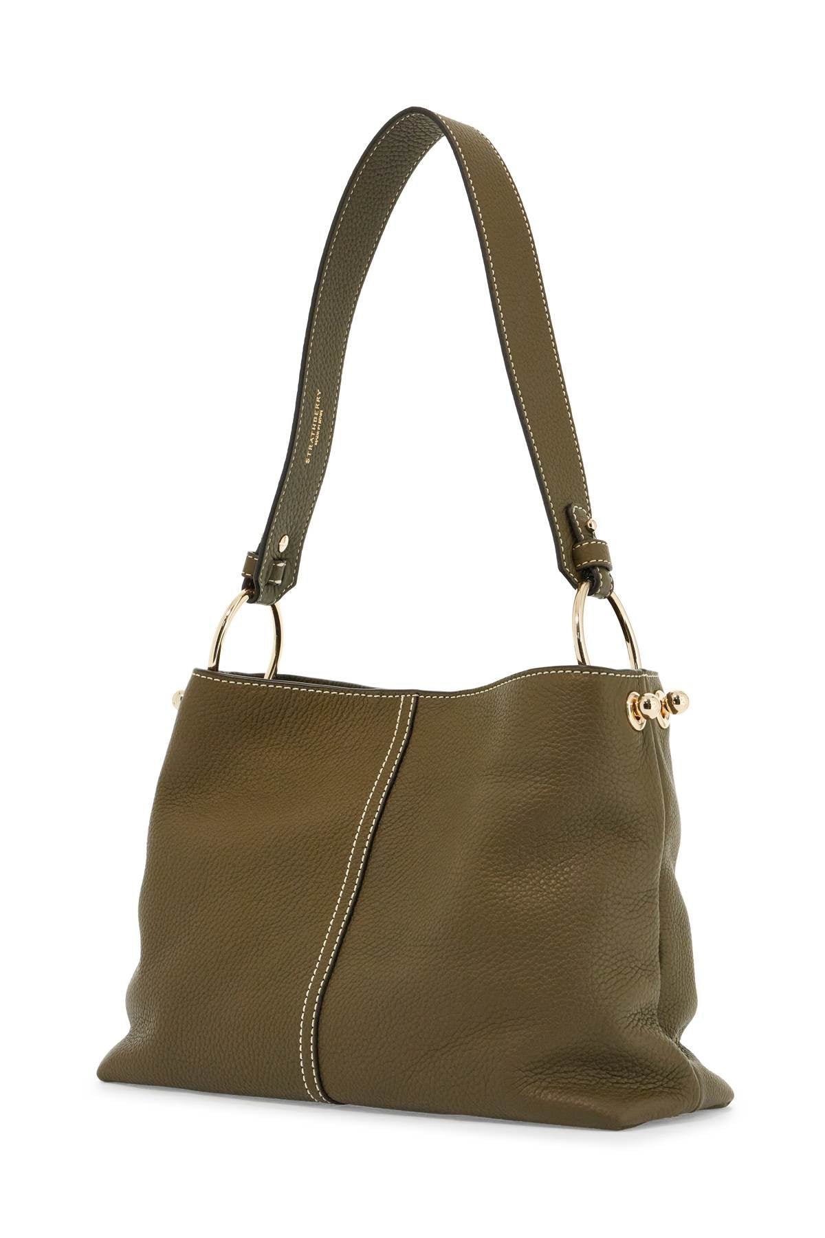 Khaki Leather Hobo Bag With Adjustable Strap  - Khaki