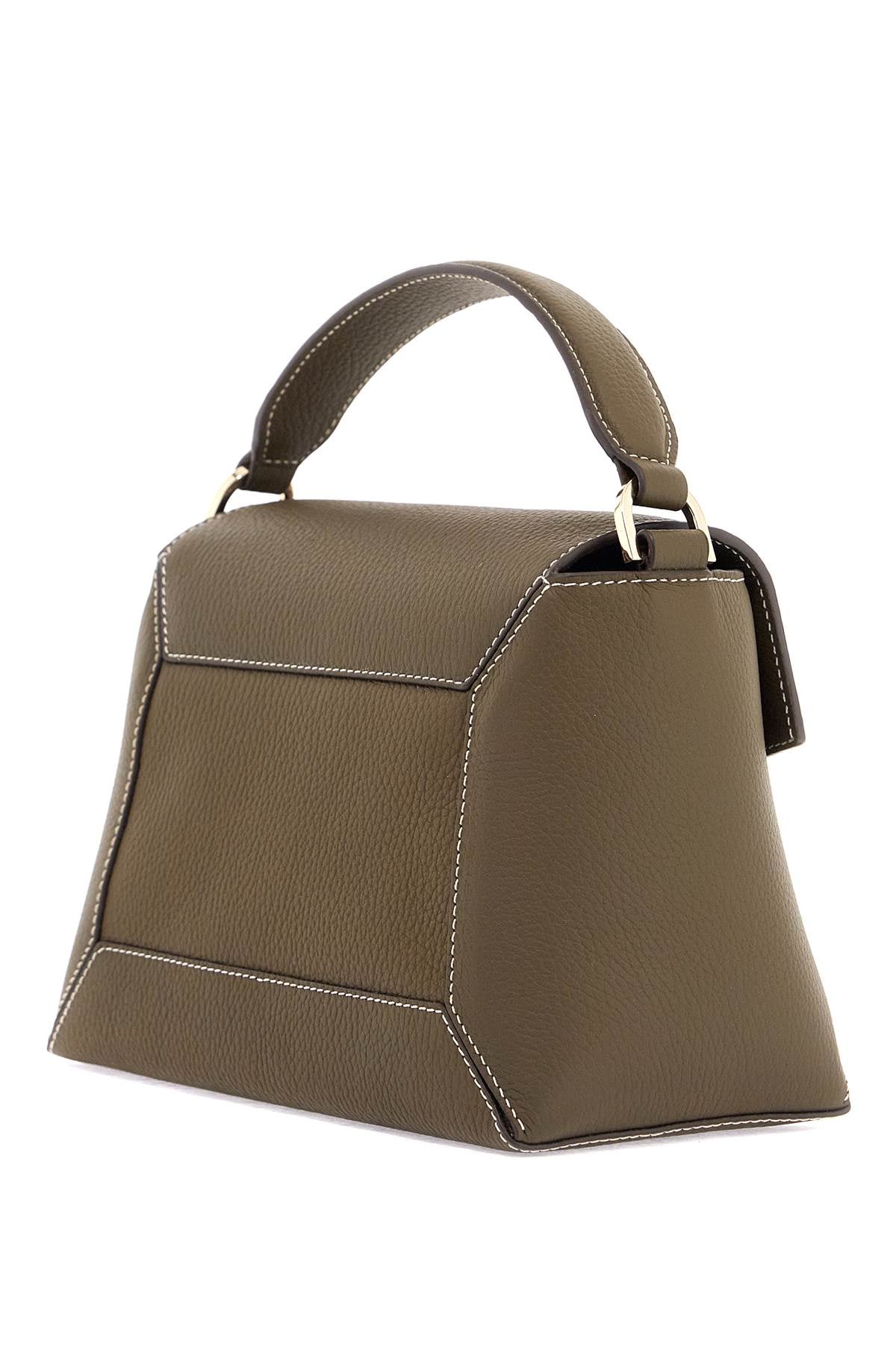 Khaki Leather Top Handle Bag Mosaic Design  - Khaki