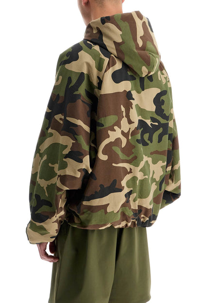 Jacket With Camouflage Print  - Khaki