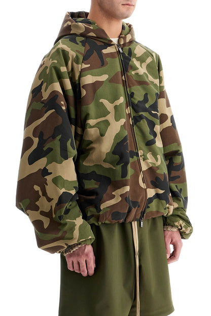 Jacket With Camouflage Print  - Khaki