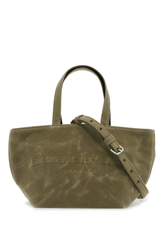 Small Canvas Tote Bag With Punch Design  - Khaki