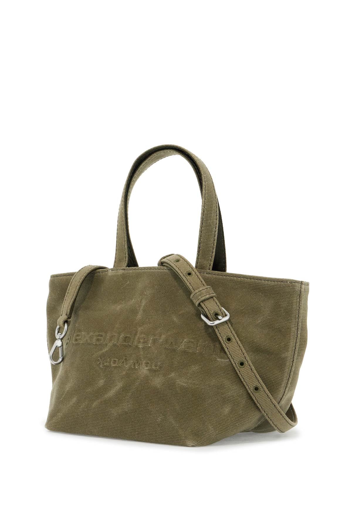 Small Canvas Tote Bag With Punch Design  - Khaki