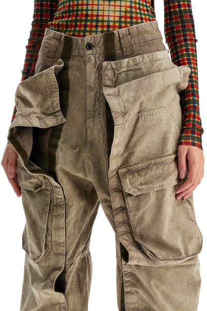 Velcro Cargo Pants With  - Khaki