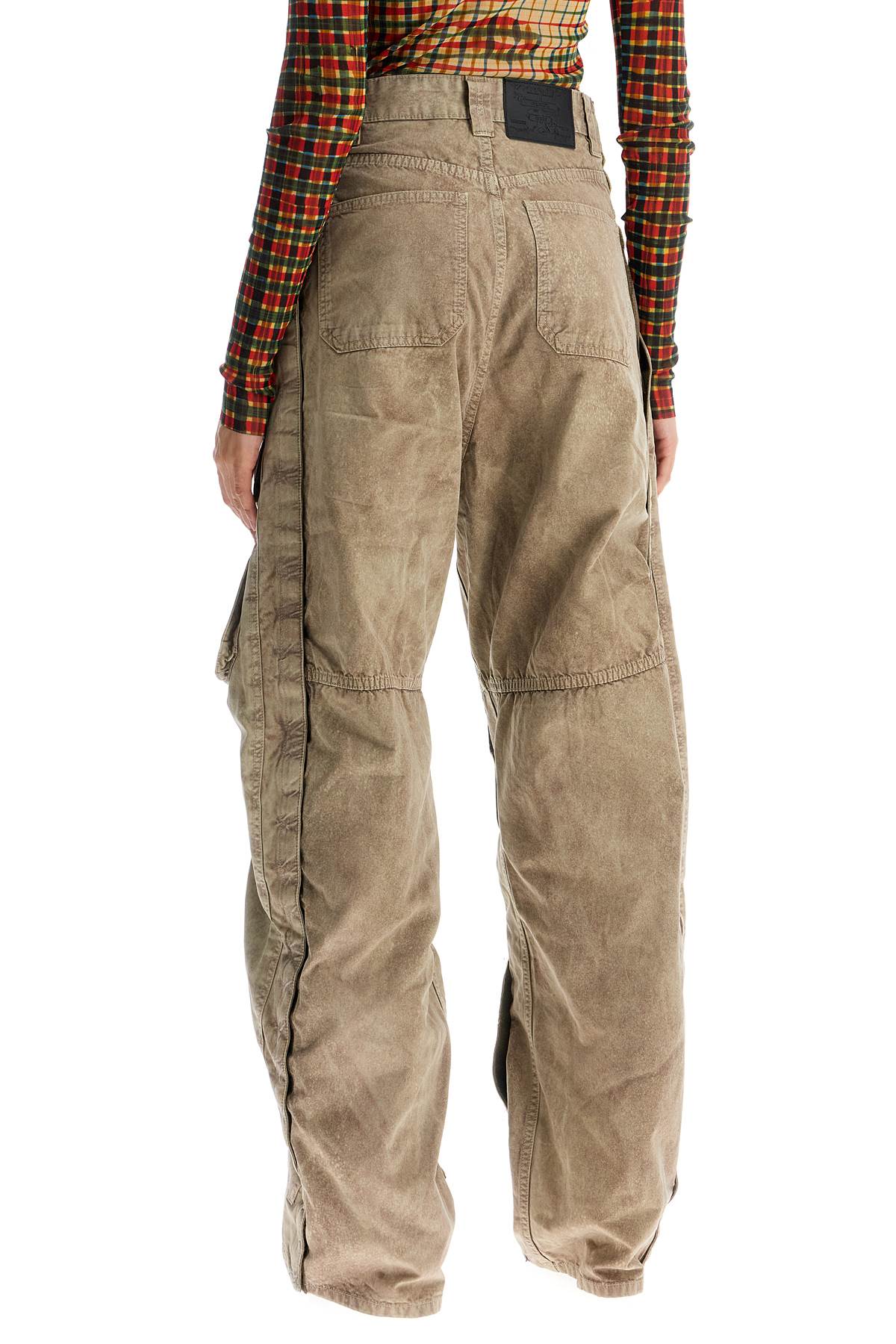 Velcro Cargo Pants With  - Khaki