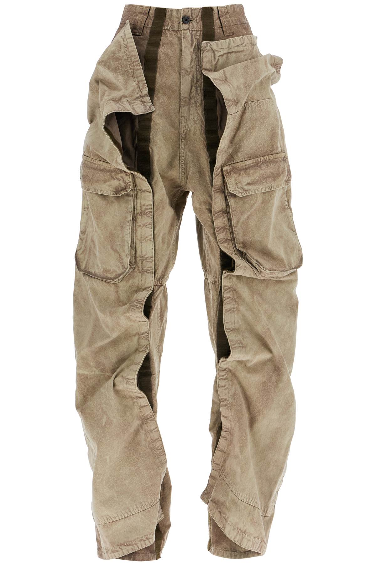 Velcro Cargo Pants With  - Khaki