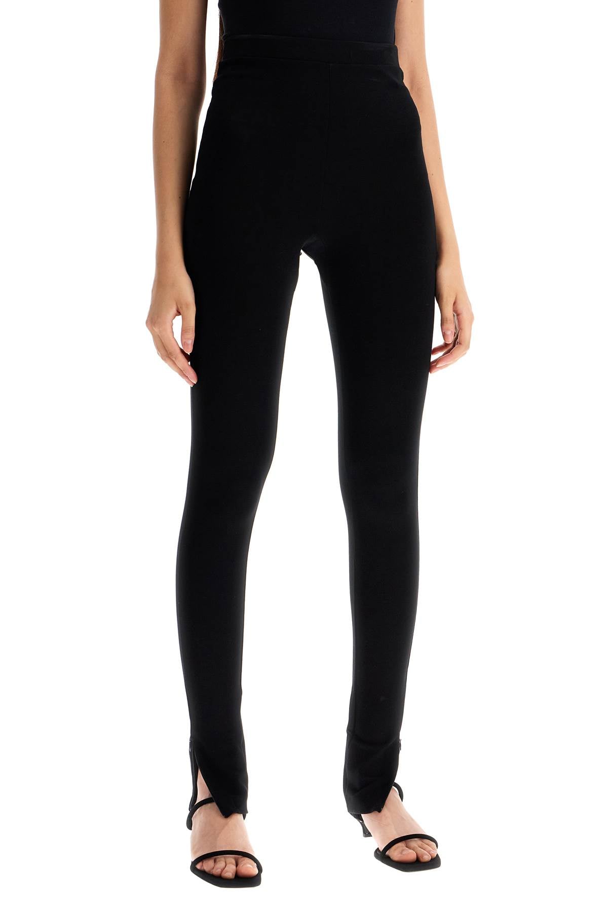 Zip Cuff Leggings  - Black