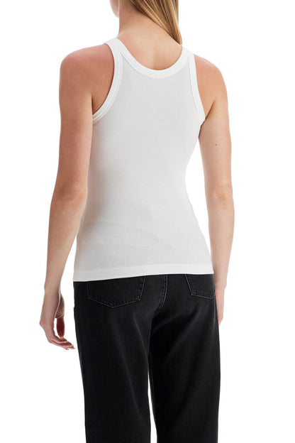 Curved Rib Tank Top  - White