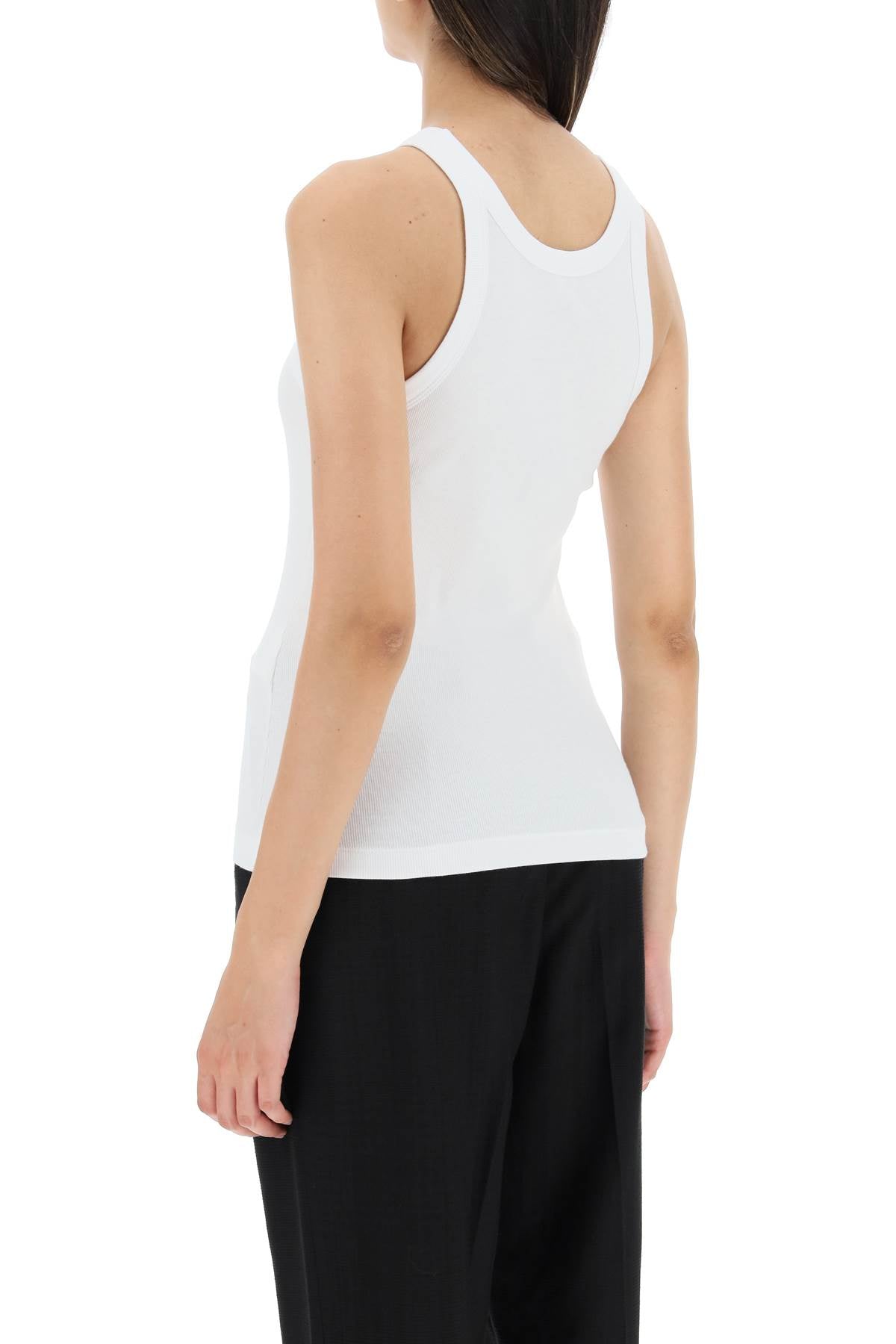 Curved Rib Tank Top  - White