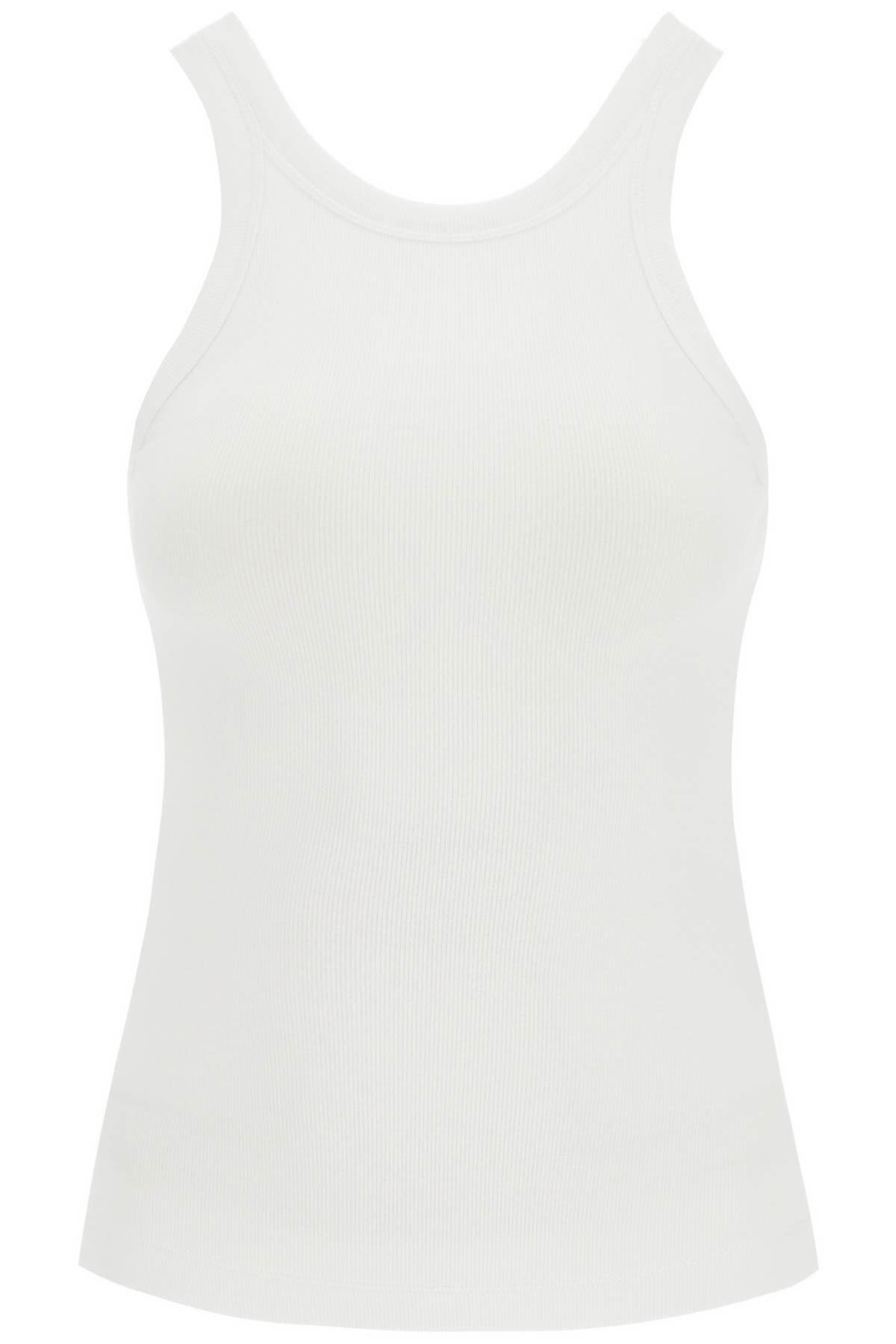 Curved Rib Tank Top  - White