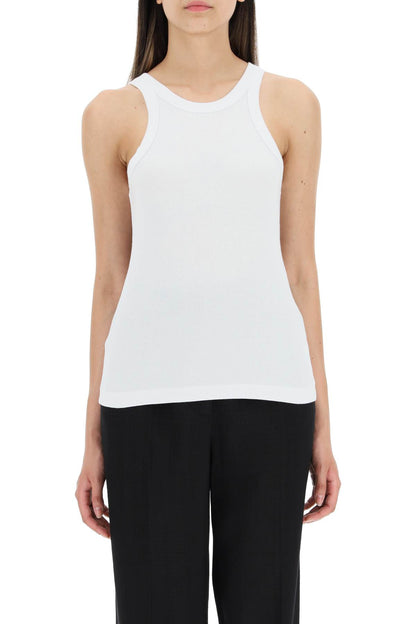 Curved Rib Tank Top  - White