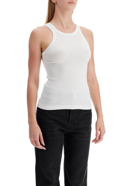 Curved Rib Tank Top  - White