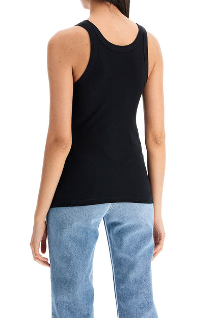 Curved Rib Tank Top  - Black