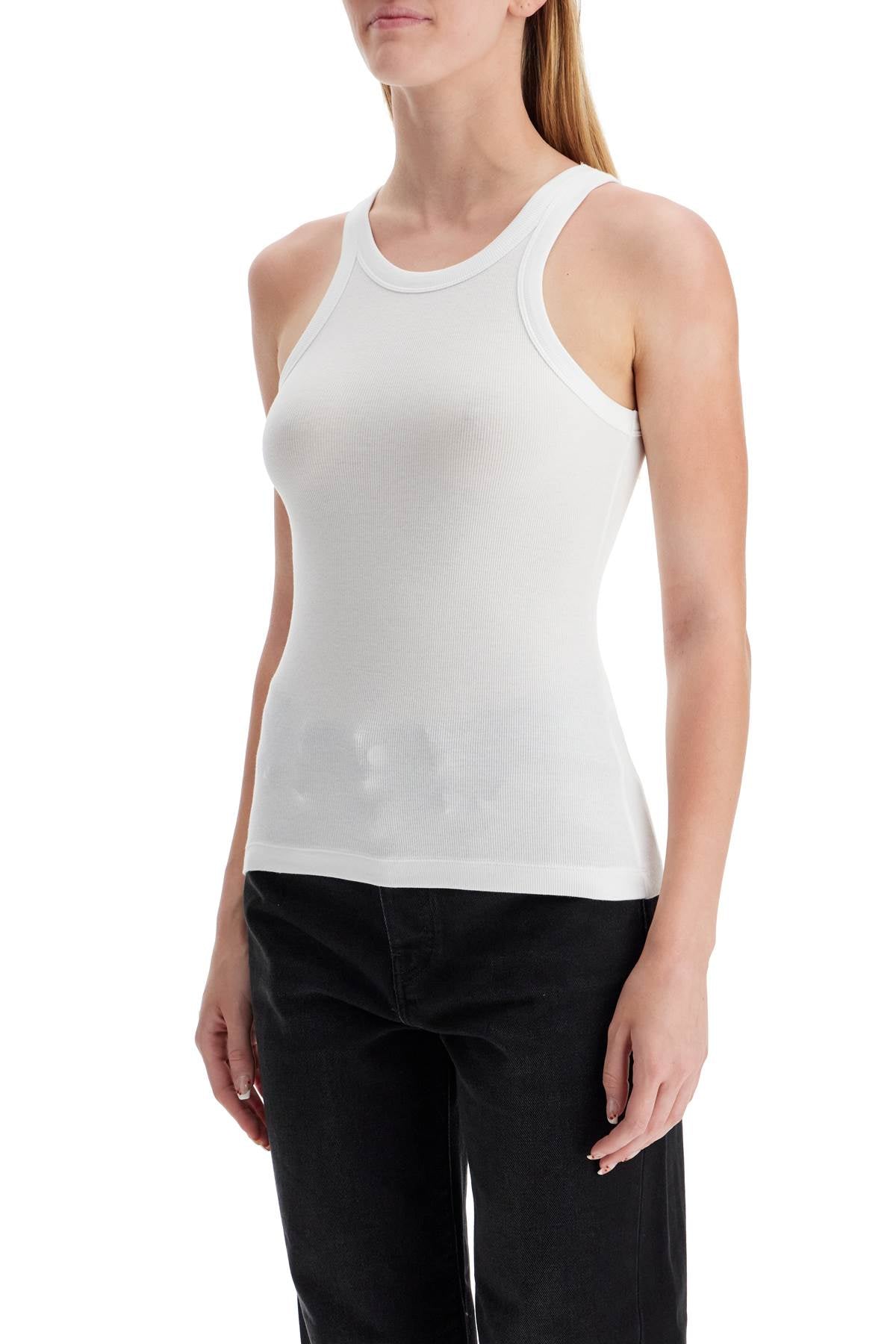 Curved Rib Tank Top  - White