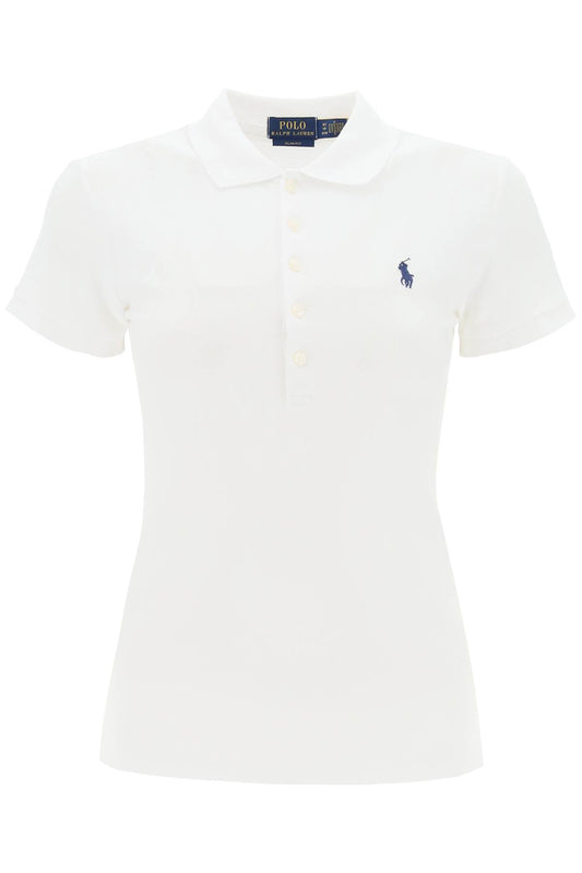 Julie Slim Fit Five Button Polo Shirt  - White