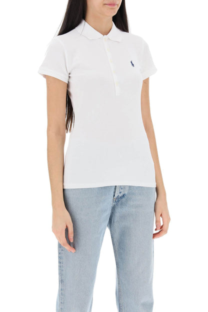 Julie Slim Fit Five Button Polo Shirt  - White