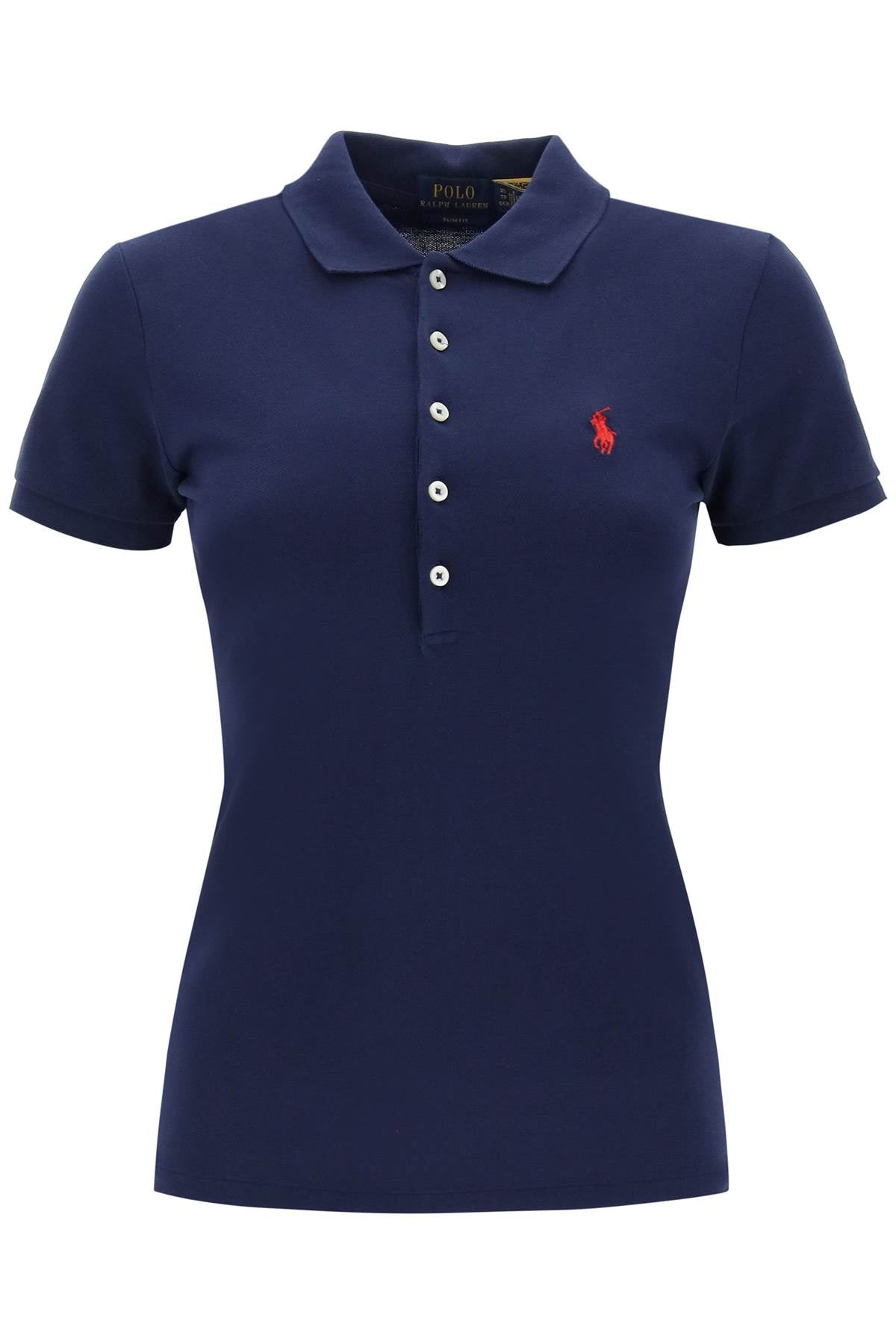 Julie Slim Fit Five Button Polo Shirt  - Blue