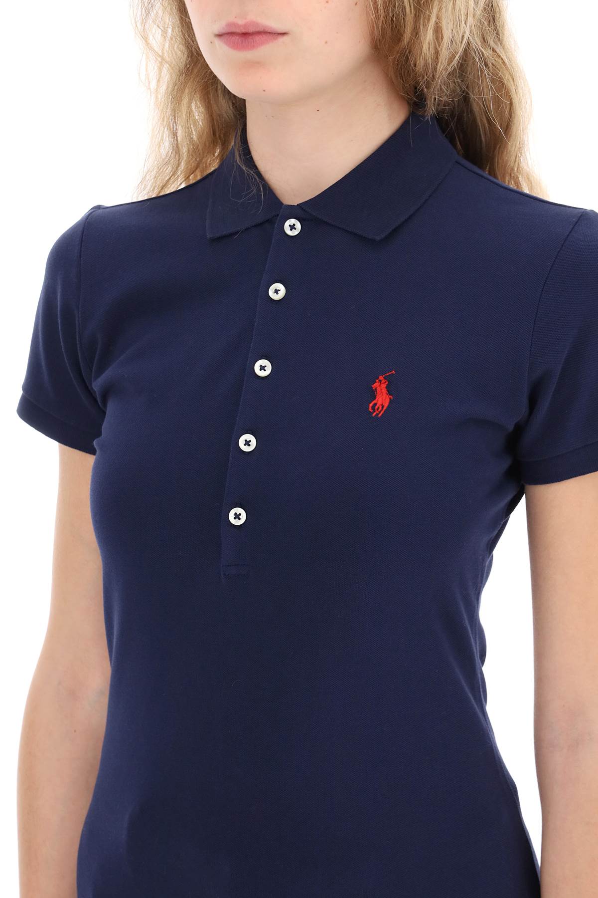 Julie Slim Fit Five Button Polo Shirt  - Blue