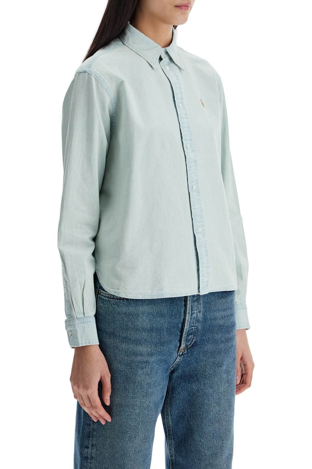 Boxy Fit Chambray Shirt  - Light Blue