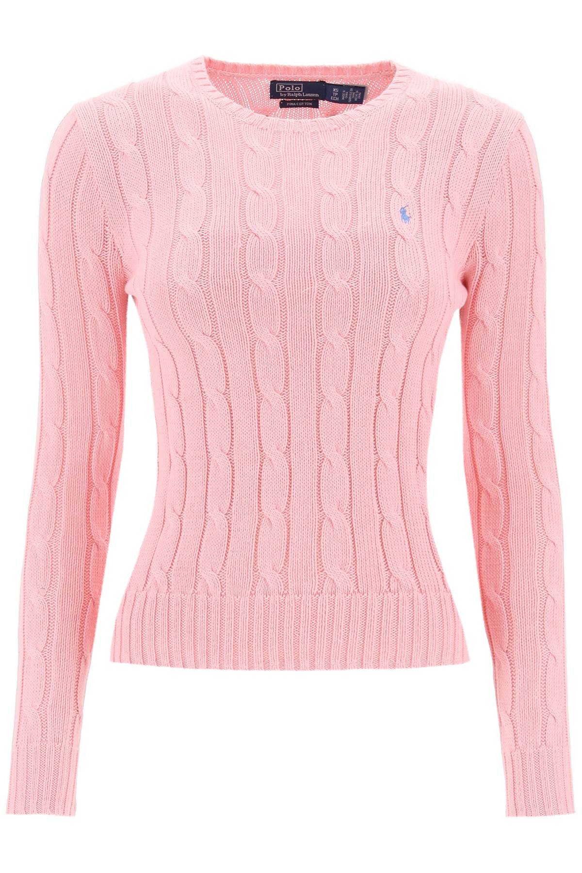 Cable Knit Cotton Sweater  - Pink