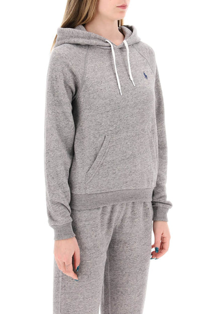 Hooded Sweatshirt With Embroidered Logo  - Grigio