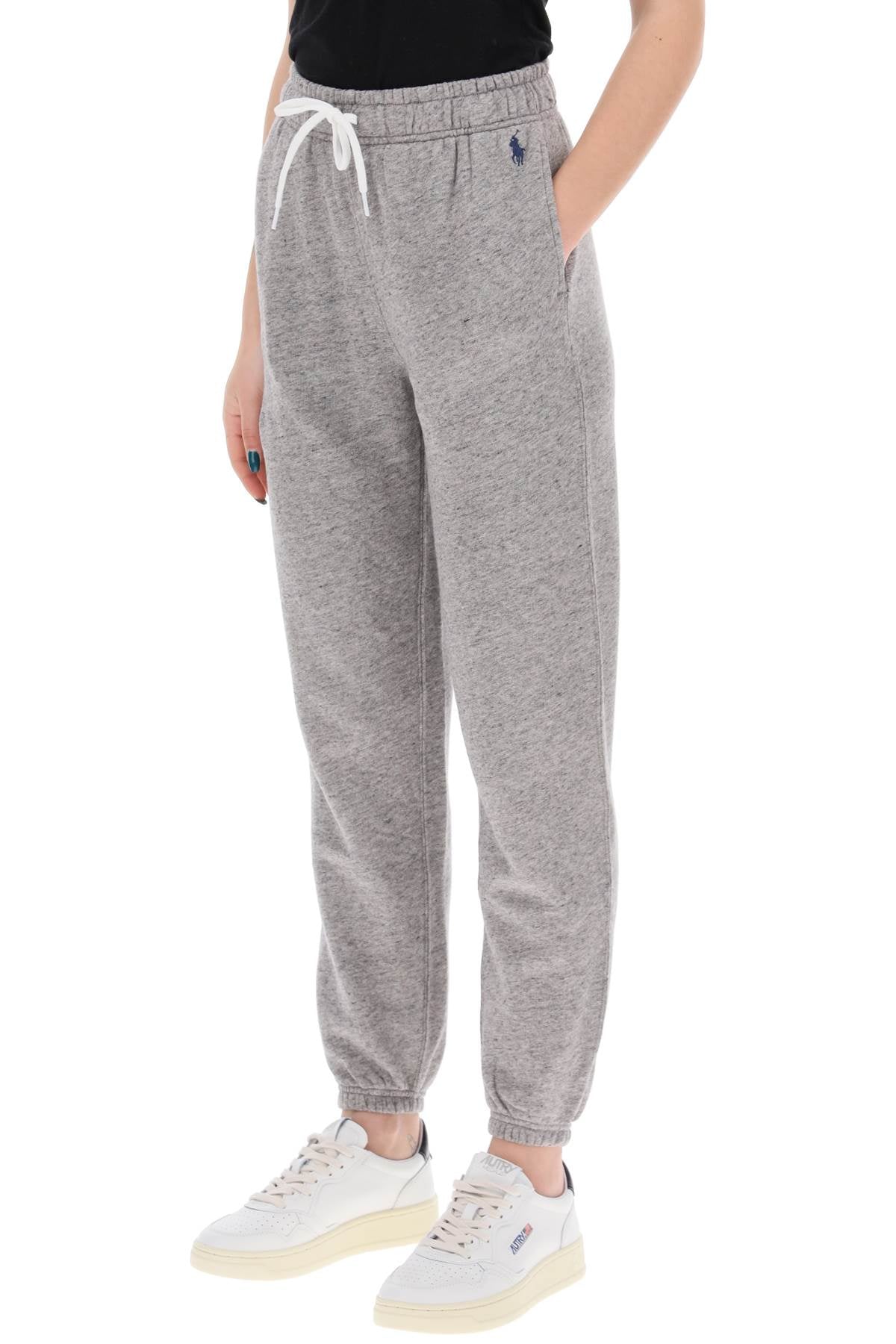 "sporty Pants With Embroidered Logo  - Grey